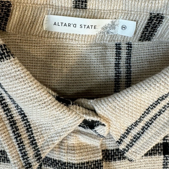 Altar’d State Isabella Plaid Button Up Top Ivory Womens Size Medium - Picture 2 of 7